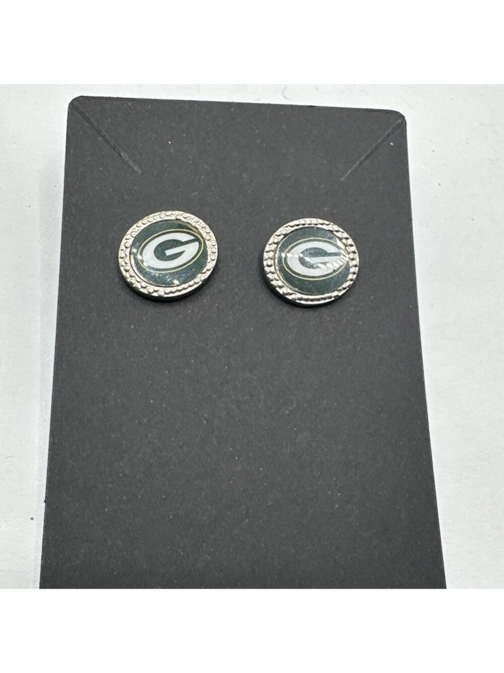 Women's Green Bay Packers WinCraft Round Post Earrings Green White Silver Tone
